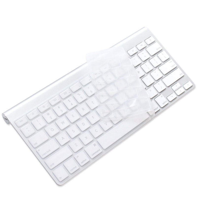 ProElife Ultra Thin Silicone Keyboard Protector Cover Skin for Apple Wireless Keyboard with Bluetooth MC184LL/B (Model A1314, U.S Layout) (Not Fits Magic Keyboard), Transparent - Image 1